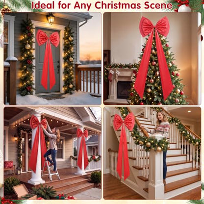 Red Extra Large Christmas Tree Topper Bow 31x79 Inches - Holiday Decor (Variation of THIS listing: Red / 2)