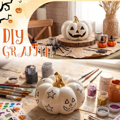 7-Inch White Ceramic Artificial Pumpkin Decor - Fake Halloween Fall Pumpkin, Variation of THIS listing: White a
