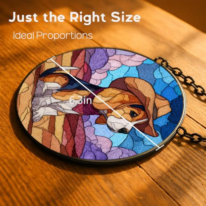 6.3 Inch Beagle Dog Cowboy Hat Stained Glass Window Hanging Sun Catcher - Indoor Decor