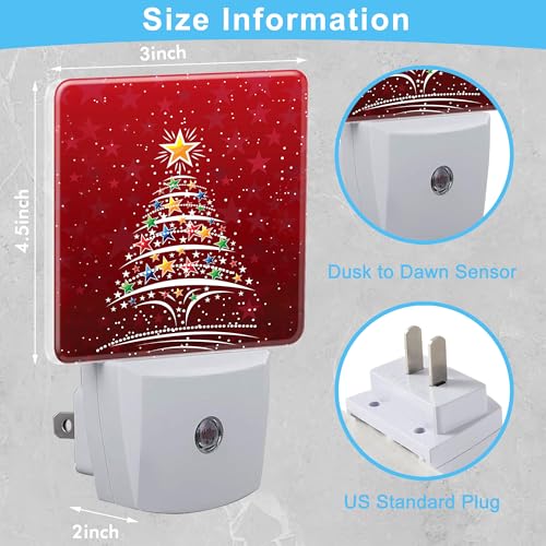 Christmas Tree Plug-in Night Light with Dusk to Dawn Sensor - Warm Kids Bedroom Decor