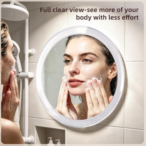 Large Fogless Shower Mirror for Bathroom Shaving & Grooming with Suction Cups