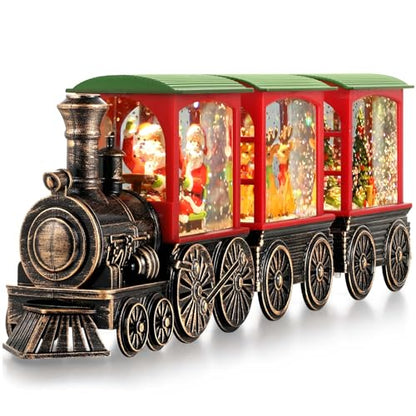 Santa Claus Train Snow Globe Lantern with Timer - Christmas Indoor Decor