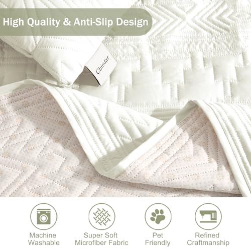 Large White Recliner Chair Cover Water-Repellent Boho Slipcover with Pockets - 30 Inch