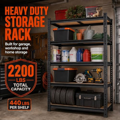 36-Inch Garage Shelving Rack - 2200 LBS Capacity, Deep 16" 5-Tier Storage