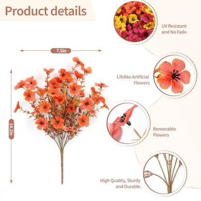 Artificial Fall Mums Flowers for Outdoors - Multicolor 12 Bundles