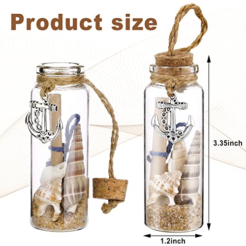 Beach Christmas Ornaments Set - Glass Bottles with Sand & Seashells, Holiday Decor