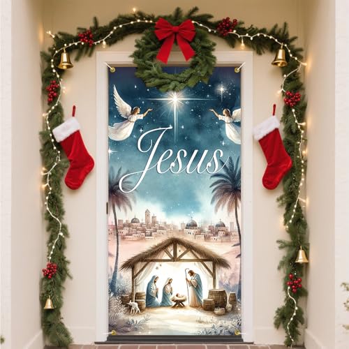 Christmas Door Banner 71x35 Nativity Scene Jesus Religious Decor - Variation 06