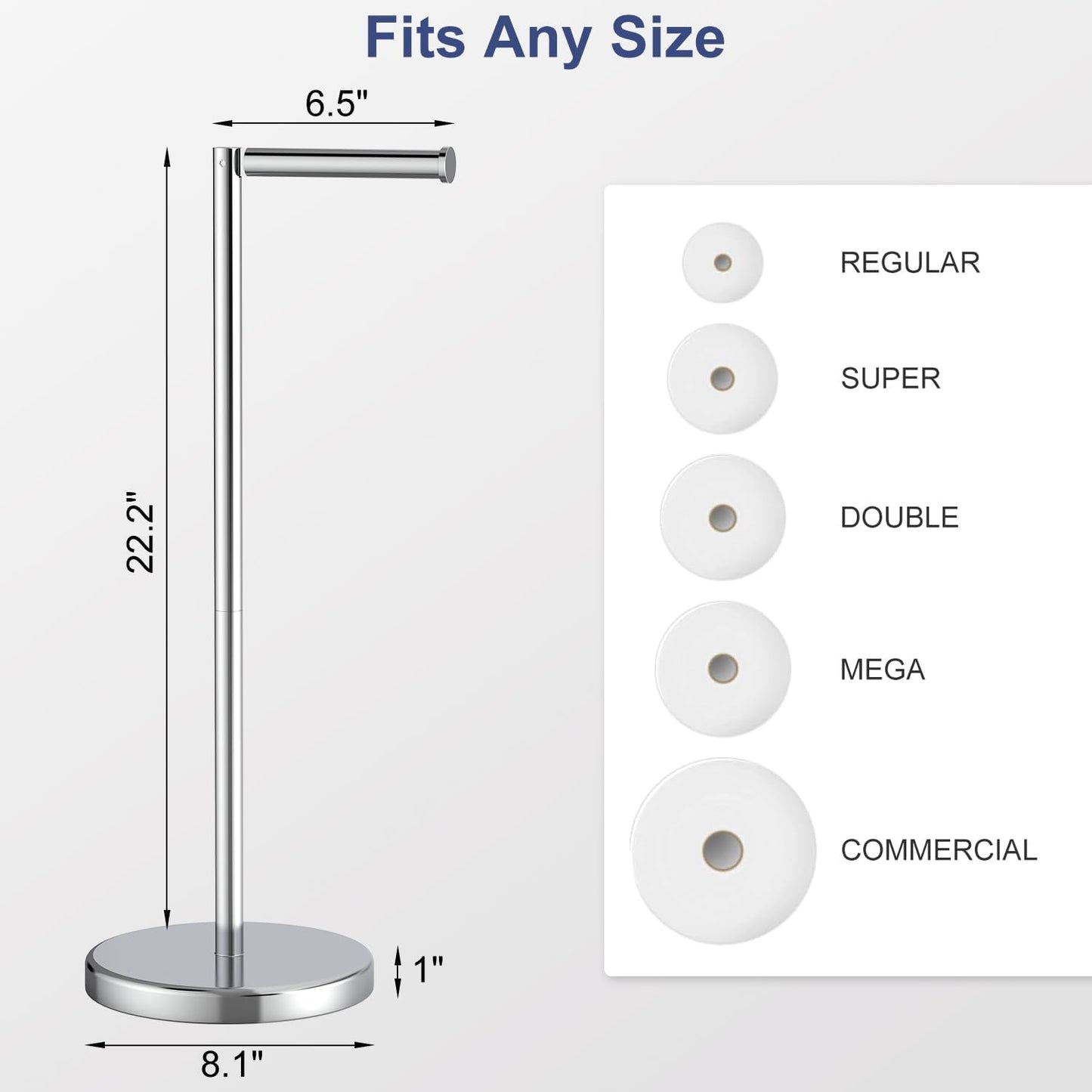 Polished Chrome Toilet Paper Holder Stand by [Brand Name] - Free Standing Design for 4 Rolls, Stainless Steel with Non-Slip Base