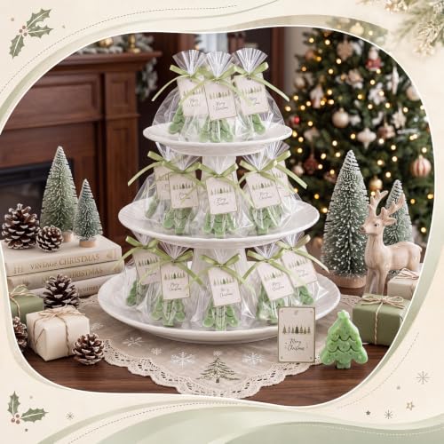 20 Christmas Tree Soaps Set - Handmade Holiday Guest Favors & Decor