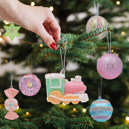 70pcs Macaron Christmas Ball Ornaments Set Candyland Tree Decorations - Shatterproof