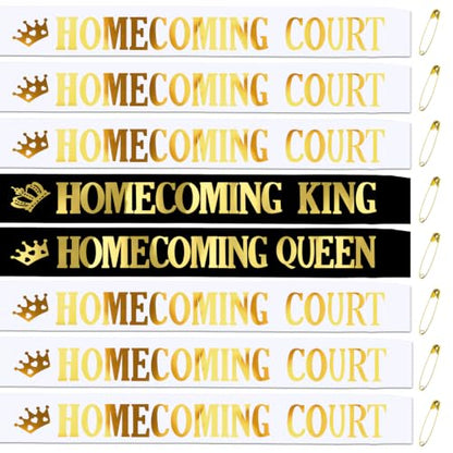 Homecoming Sashes for Pageants and Parties - King, Queen, Court, 8 Pack