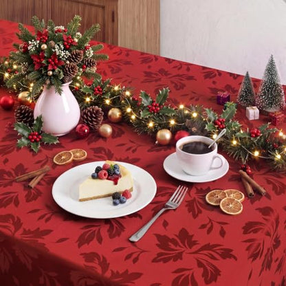 Romanstile Flower Red Jacquard Rectangle Tablecloth 52 x 70 Inch