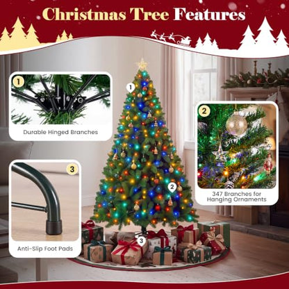 Pre-Lit Artificial Christmas Tree 4.5Ft Multicolor Green with Warm Glow Lights