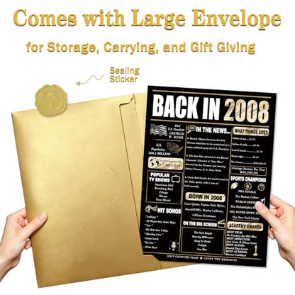 Happy 18th Birthday Card for Her Him Daughter Son - Black & Gold, Large Gift Greeting Card with Envelope & Sticker - Variation LI-393