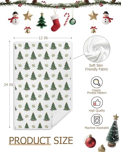 Christmas Tree Kitchen Towels - Farmhouse Holiday Wreath & Pine Design - 16x24 Inch - Variation of THIS listing