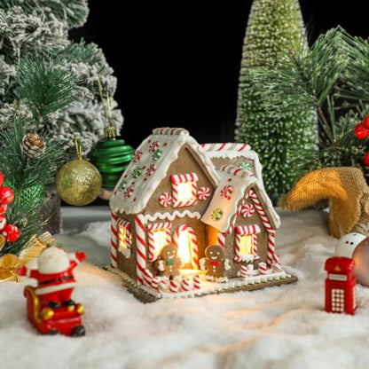 Christmas Village House with Warm Lights - Gingerbread Christmas Tabletop Decoration