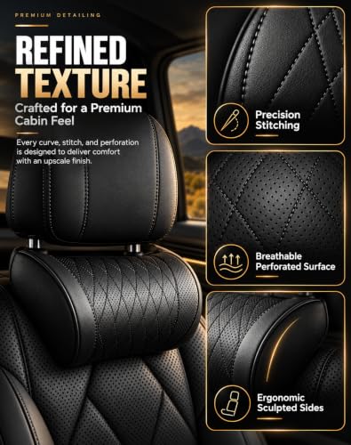 Universal Memory Foam Car Headrest Neck Pillow Black - Adjustable & Removable Cover