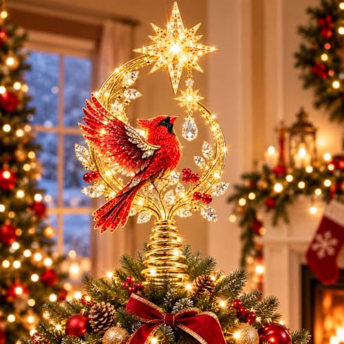 Christmas Tree Topper Cardinal Light Tree Decor 1PC - Memorial & Holiday