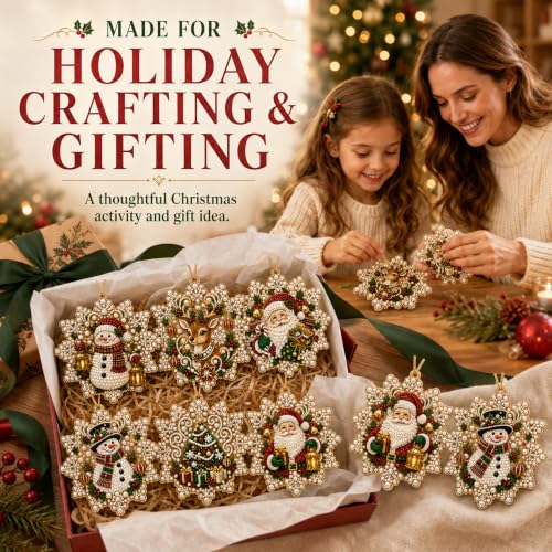 Snowflake Christmas Pearl Art Ornament Kit - DIY Gem Craft for Tree Decor