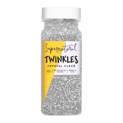 Supernatural Twinkles White Sanding Sugar Sprinkles - Crystal Clear, Non-GMO & Vegan, 3oz Made in USA