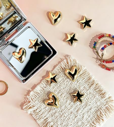 Gold Heart & Star Magnet Set - 20pcs, Office & Kitchen Decor