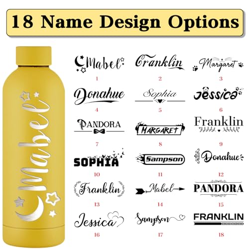 Personalized Water Bottles Custom Engraved Sports Bottles with Birth Month Flower Name 16oz Cup Customized Insulated Stainless Steel Bottle Keep Cold Hot Office Birthday Gifts for Men Women