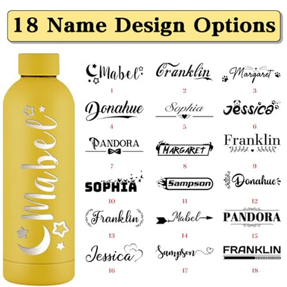 Personalized Water Bottles Custom Engraved Sports Bottles with Birth Month Flower Name 16oz Cup Customized Insulated Stainless Steel Bottle Keep Cold Hot Office Birthday Gifts for Men Women