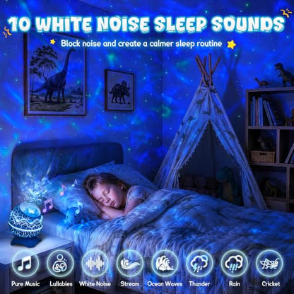 Rossetta Galaxy Star Projector Night Light for Kids Room Decor - Silver White