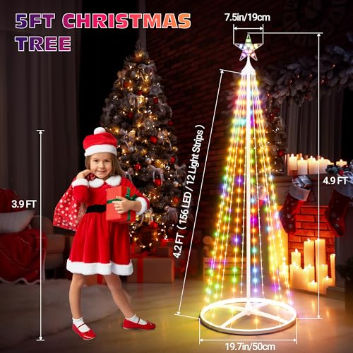 5FT Smart Cone Christmas Tree with Multicolor LED Lights, App & Remote Control