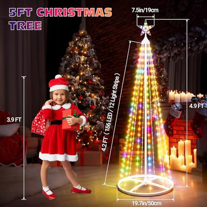 5FT Smart Cone Christmas Tree with Multicolor LED Lights, App & Remote Control