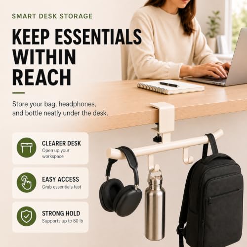 Desk Bag Hook Clamp for Purse Purse Holder Desk Organizer White