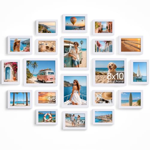 decorUhome White Picture Frames Set of 20 for Wall & Tabletop Display