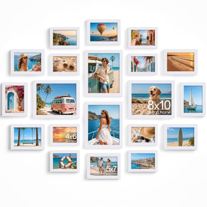 decorUhome White Picture Frames Set of 20 for Wall & Tabletop Display