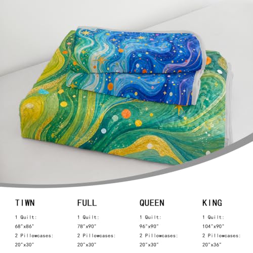 Rainbow Marble Galaxy Twin Bedspread Coverlet Set Pink Purple Cosmic Swirl - Twin Variation