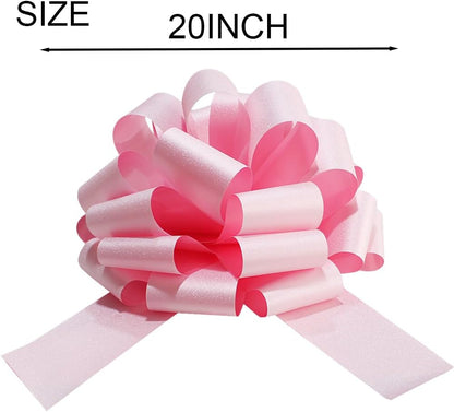 Big Glitter Pink Car Bow - Giant Gift Bow for Large Present Packaging | Perfect for Birthdays & Home Decor