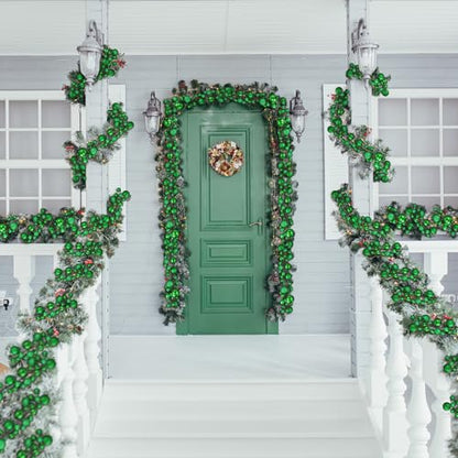 Christmas Ball Ornament Garland - Grass Green 6 ft, 2-Pack
