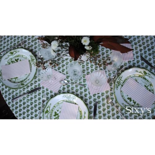 Light Pink Disposable Cocktail Napkins - 5x5 Inch, 100 Count, Pink Striped Design