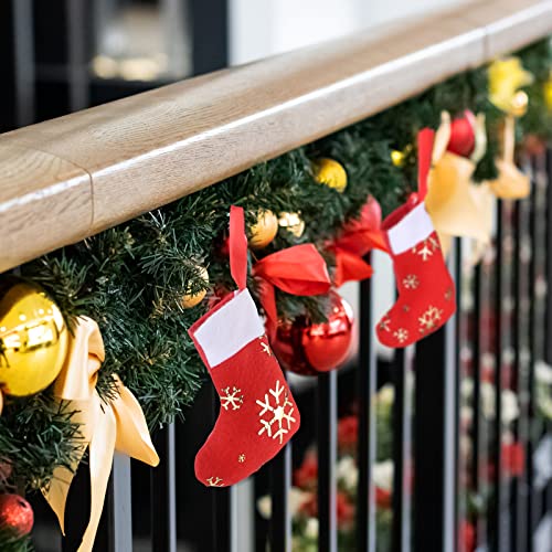 Mini Christmas Stockings Bulk 100 Pcs Glitter Snowflake Plush Knitted Holiday Decor