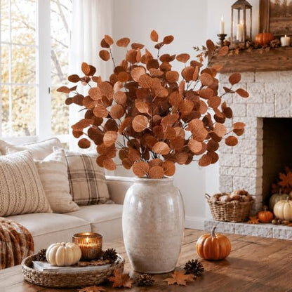 Artificial Eucalyptus Stems Fall Decor 6-Pack, 35.4 Inches for Autumn Home
