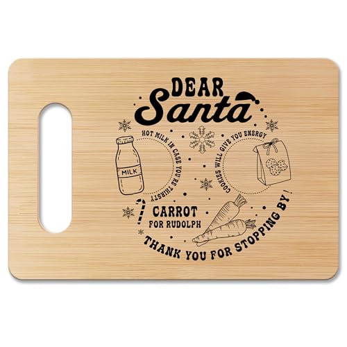 Dear Santa Christmas Cutting Board for Kitchen - Merry Xmas Charcuterie Board Gift