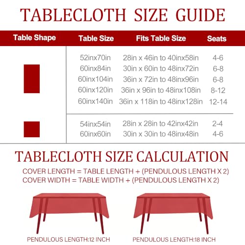 Christmas Tablecloth 60x60 Inch Water Resistant Square Cover - Red Cardinal & Holly