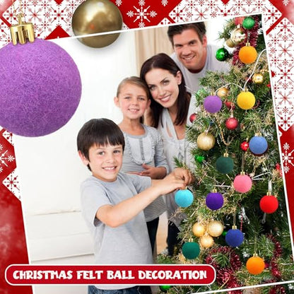 Vibrant 24 Pcs Felt Christmas Balls Ornaments for Tree - 1.57 Inch