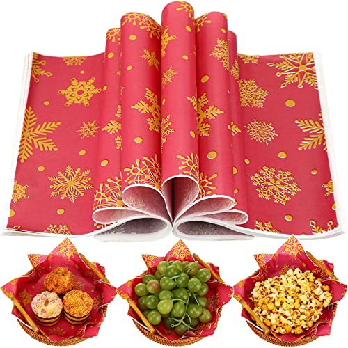 Christmas Wax Paper Sheets Snowflake Design Pack of 150 - Greaseproof & Waterproof