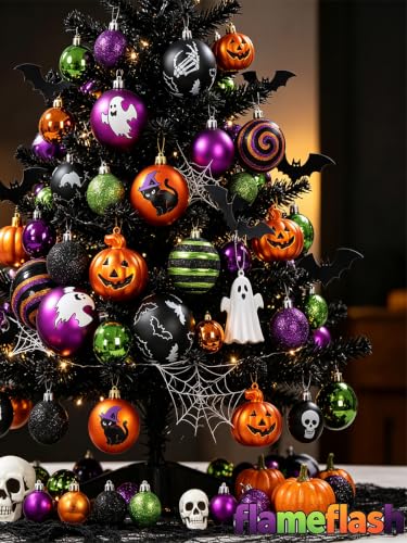 Halloween Shatterproof Christmas Ornaments Set 2.36 Inch - 100 Pieces