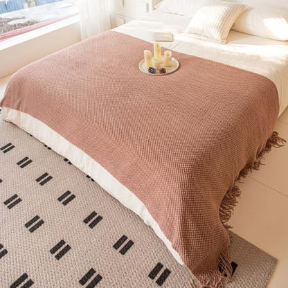 Light Gray Acrylic Bed Runner Set with Tassels - 51x67 Inches, Includes Cushion Covers & Inserts