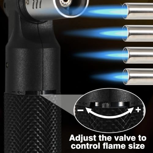 Refillable Butane Torch Lighter with Large Nozzle & Windproof Flame