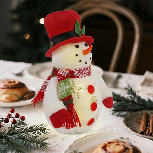 Cllayees 13.5 Inch Lighted Christmas Snowman Table Decor - Style 1
