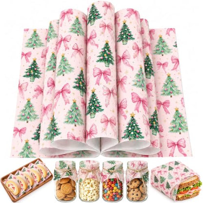 Pink Christmas Wax Paper Sheets for Food & Gift Wrapping, 150 Pack