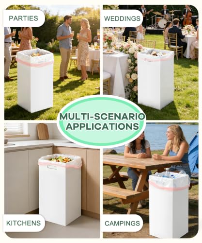 50 Gallon Cardboard Disposable Trash Cans for Parties - 4 Pack