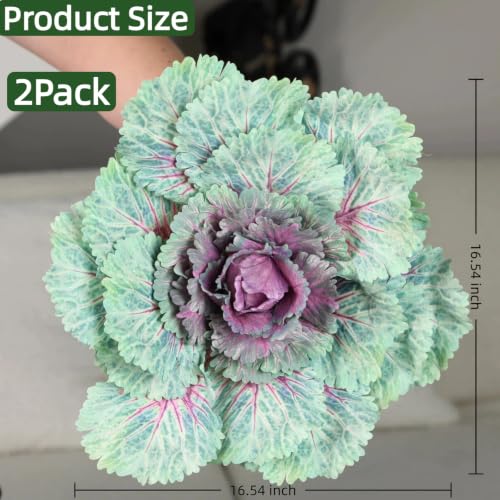 Large Purple Faux Cabbage - 16.5-Inch UV-Resistant Outdoor Decor